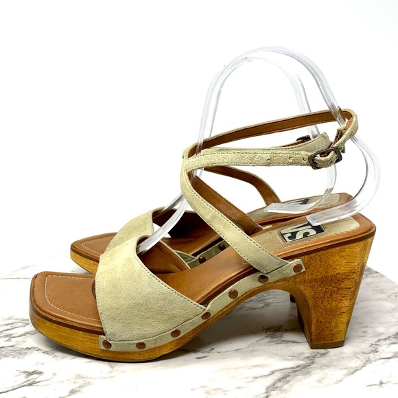 VTG Y2K Victorias Secret Allie Square Toe Wood Platform Clog Sandal 8 Bohemian - Picture 3 of 16